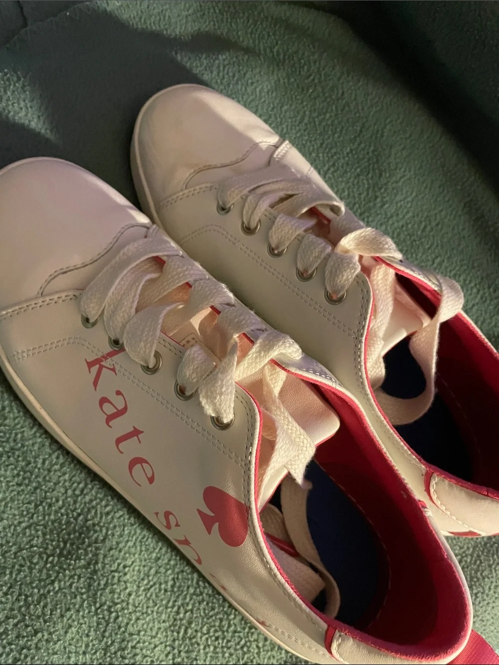 Kate Spade  White and Pink Logo Lace-Up Kids Sneakers